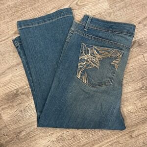 GLORIA VANDERBILT Denim Jeans Capri Cropped Pants Embroidered size 12